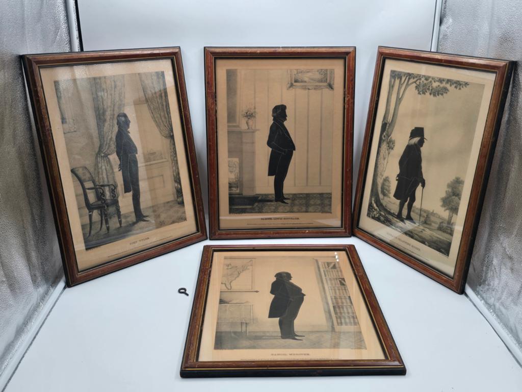 4 Antieke litho's in lijst van bekende personen USA, Antiek en Kunst, Ophalen of Verzenden