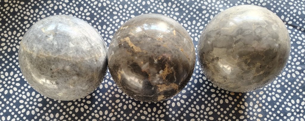 3 gepolijste edelsteen of natuursteen bollen, Ophalen, Nieuw