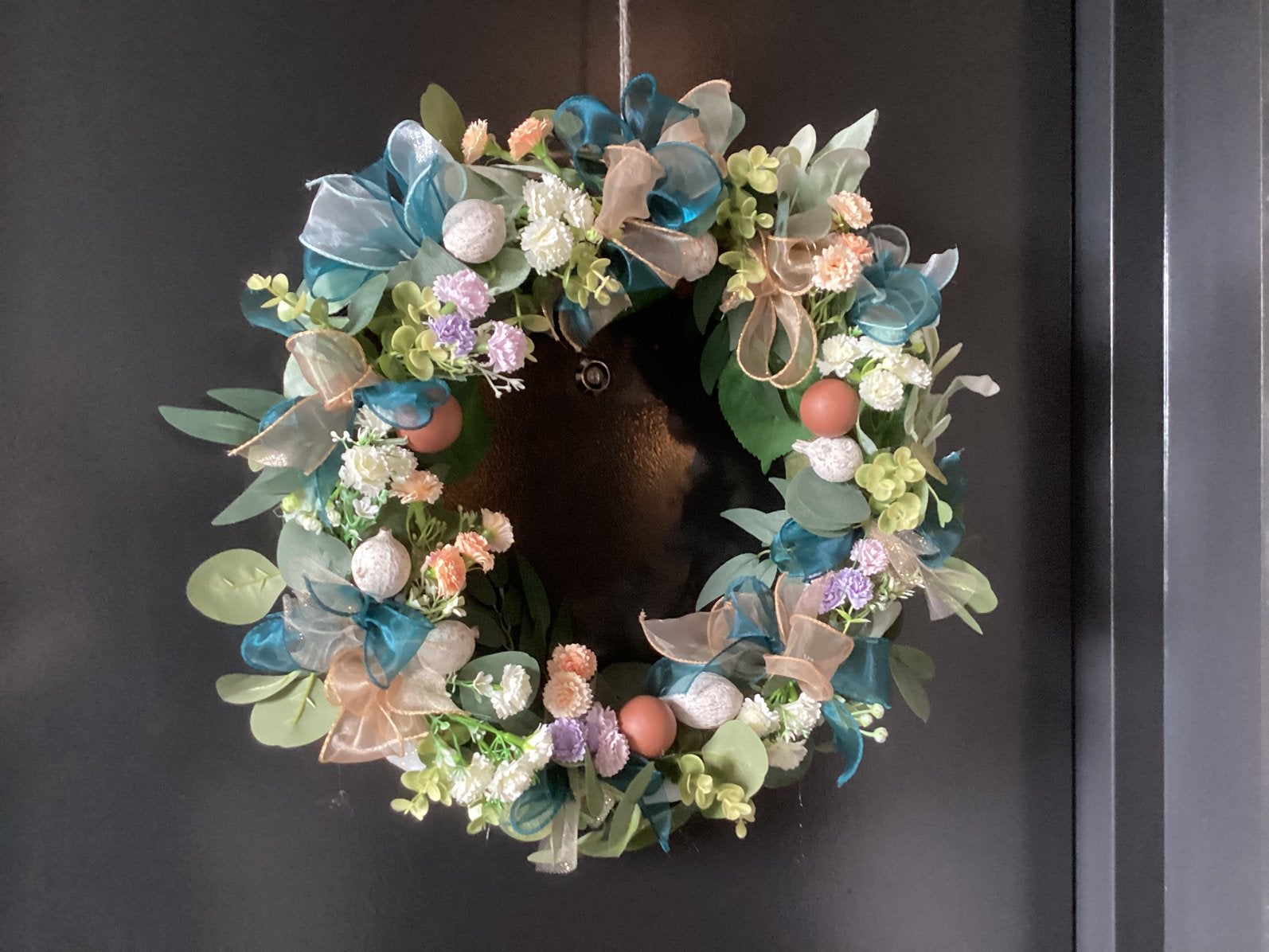 Gezellige Zomer Krans met Zijden Bloemen en Cacao Bonen, Ophalen of Verzenden, Nieuw