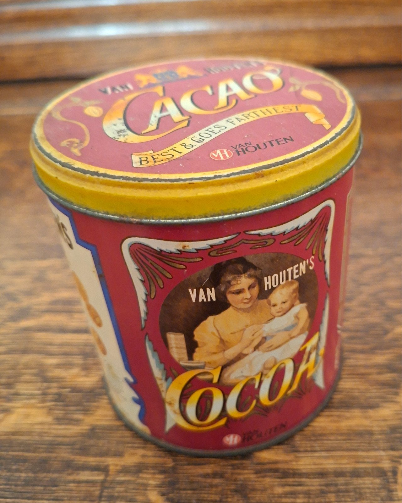 Antiek Van Houten's Cacao Blik - Vintage Verzamelaarsobject, Ophalen of Verzenden