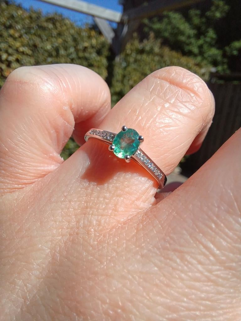 14k Witgouden Ring met Zeldzame Alexandriet, Sieraden, Tassen en Uiterlijk, Ringen, Nieuw, Ophalen of Verzenden, Kleiner dan 17