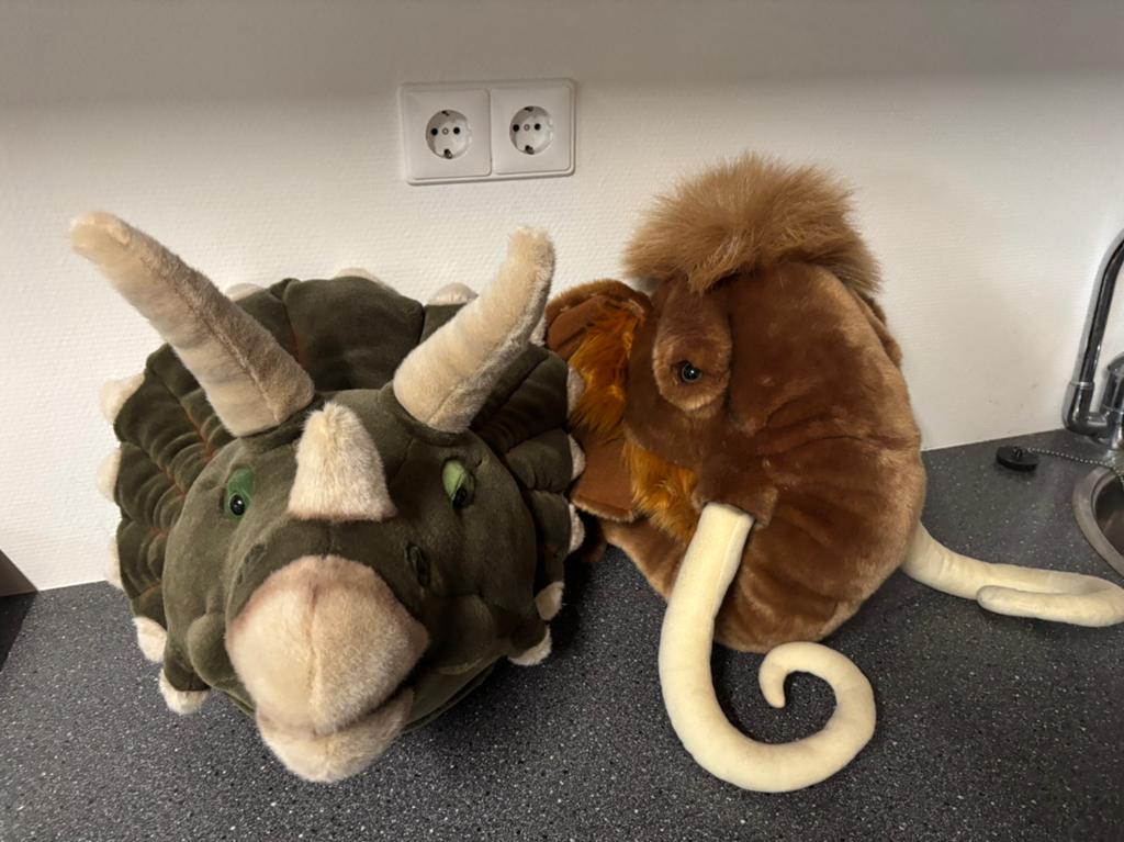 Wild & Soft Dierenkoppen: Triceratops en Mammoet, Overige merken, Dinosaurus, Ophalen of Verzenden, Zo goed als nieuw