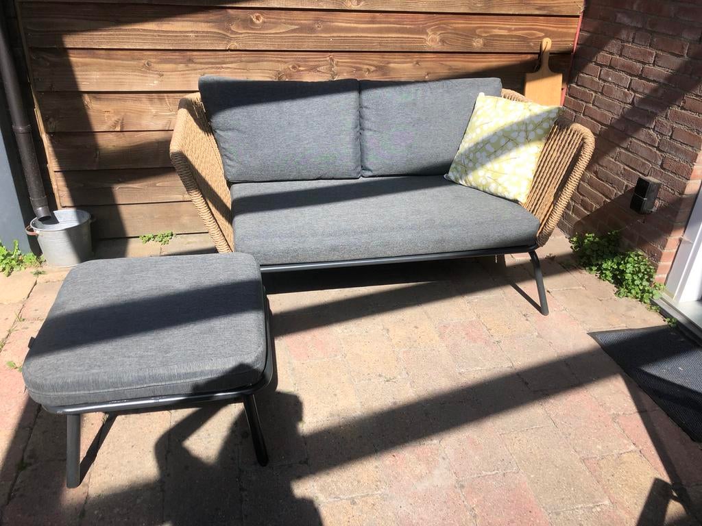 Loungebank Iris met hocker; Intratuin ., Ophalen of Verzenden, Zo goed als nieuw, Wicker, Hocker