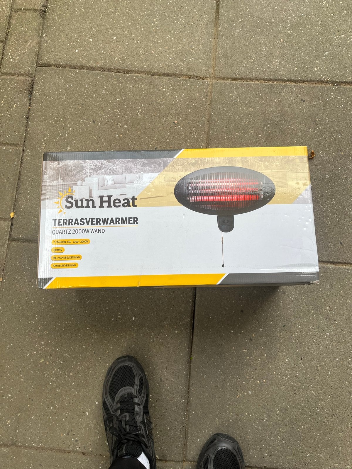 Nieuwe Sun Heat Terrasverwarmer Quartz 2000W Wand, Tuin en Terras, Ophalen, Nieuw, Elektrisch, Wand