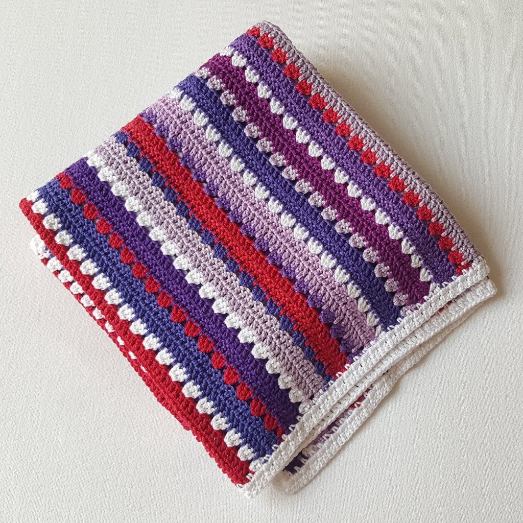 Gehaakte deken, katoen, nieuw en handgemaakt, Nieuw, Ophalen of Verzenden, Paars, 100 cm