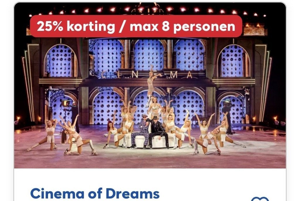 Cinema of dreams - Holiday on Ice 25% korting, Tickets en Kaartjes, Drie personen of meer, Kortingsbon, Overige typen