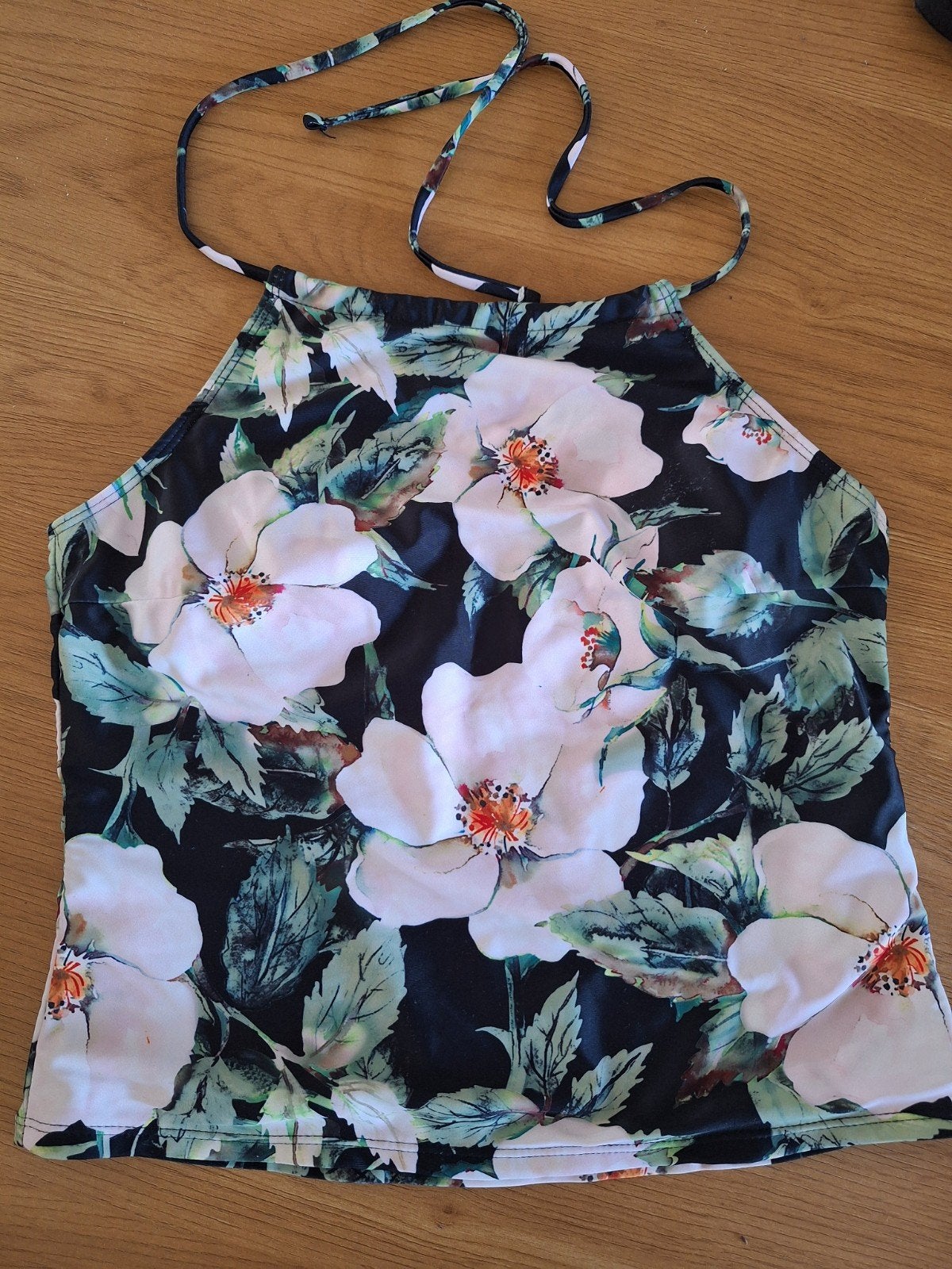 Bloemenprint takini topje, Zwart, Ophalen of Verzenden, Bikini, Onbekend