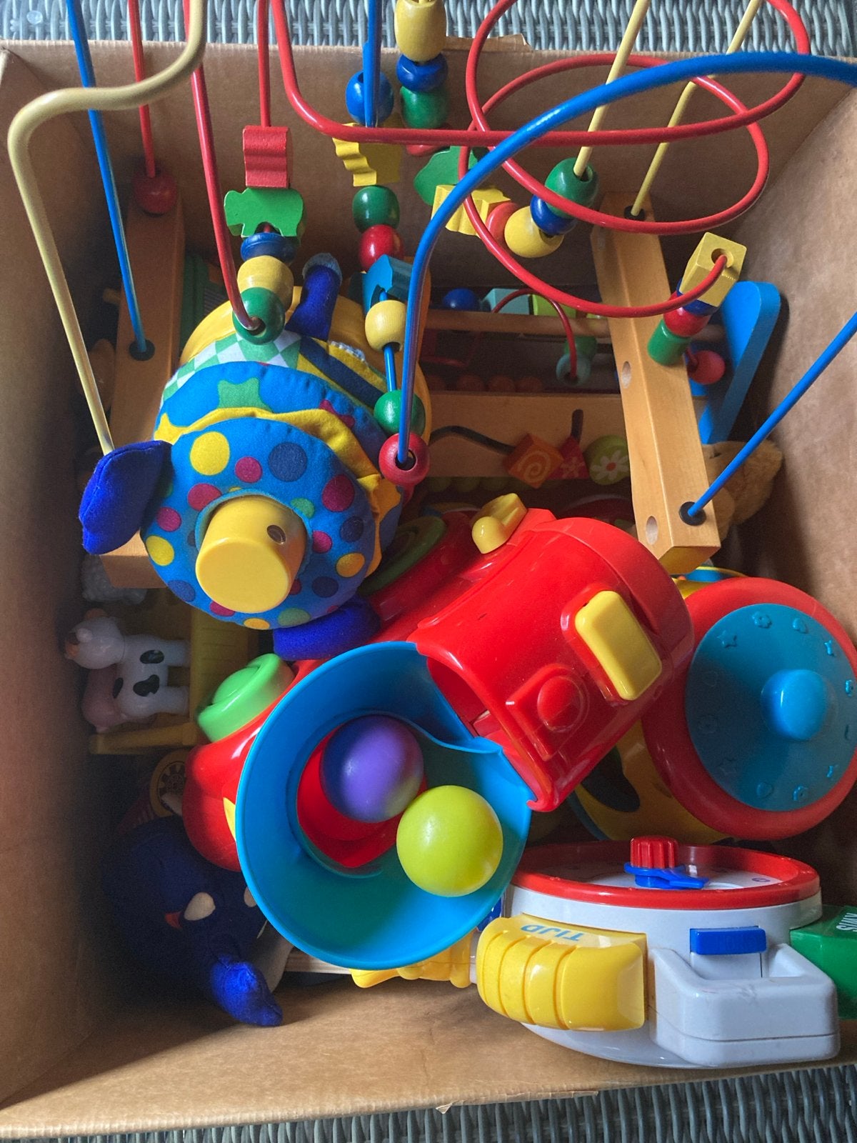 Diverse baby- en peuterspeelgoed in doos, Ophalen of Verzenden, Gebruikt, Overige typen