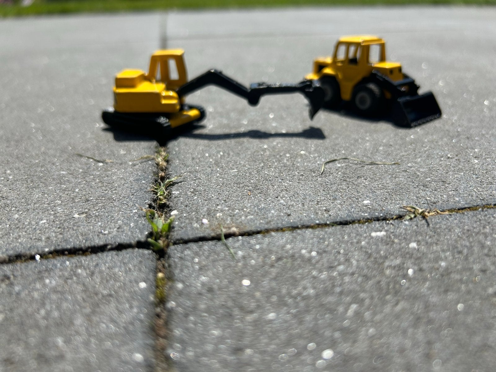 Miniatuur Graafmachine en Wiellader Speelgoedset, Ophalen of Verzenden, Gebruikt