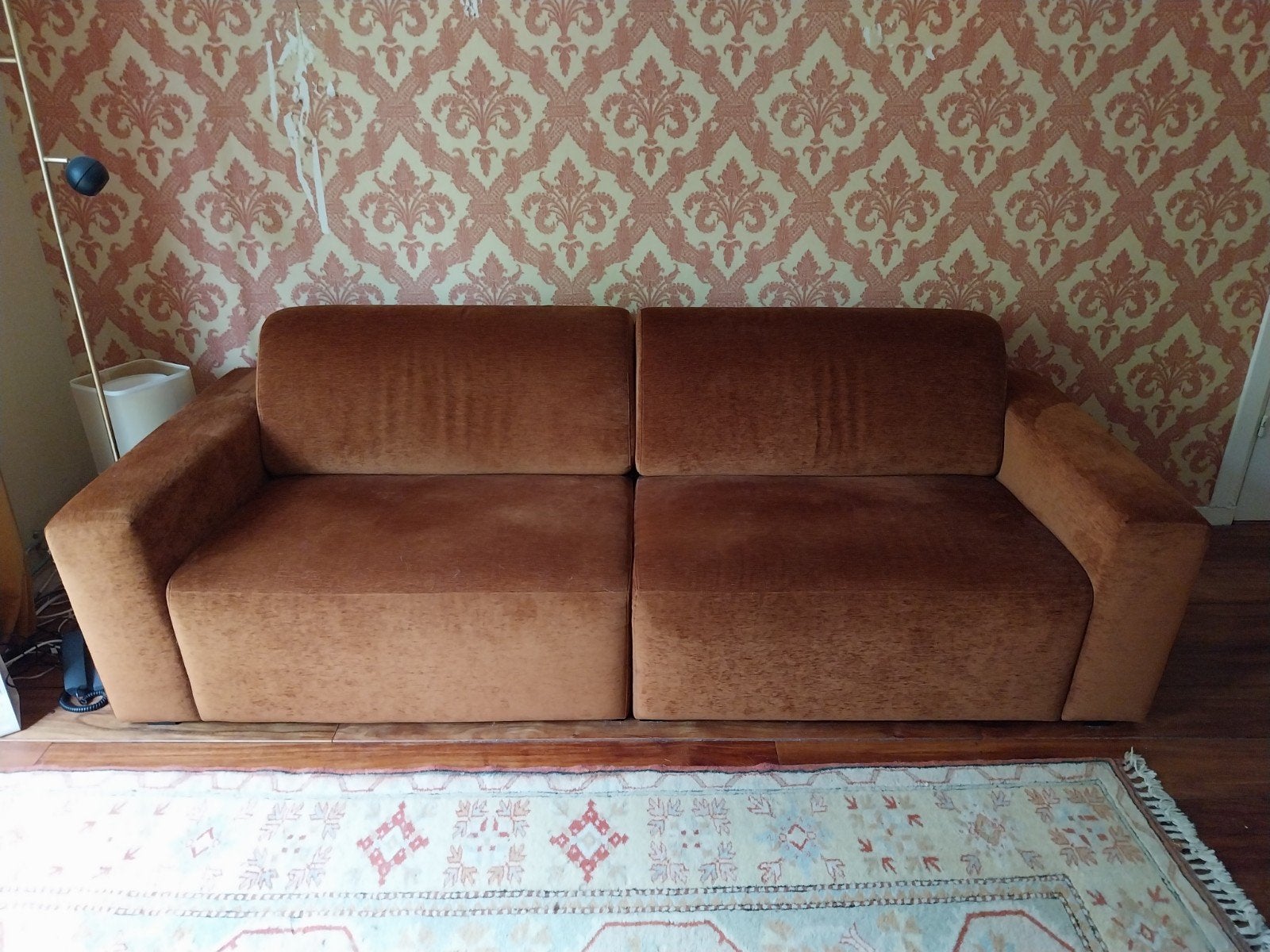 Prominent 2,5-zits modulaire bank  oranje, Ophalen, Gebruikt, Driepersoons, 75 tot 100 cm