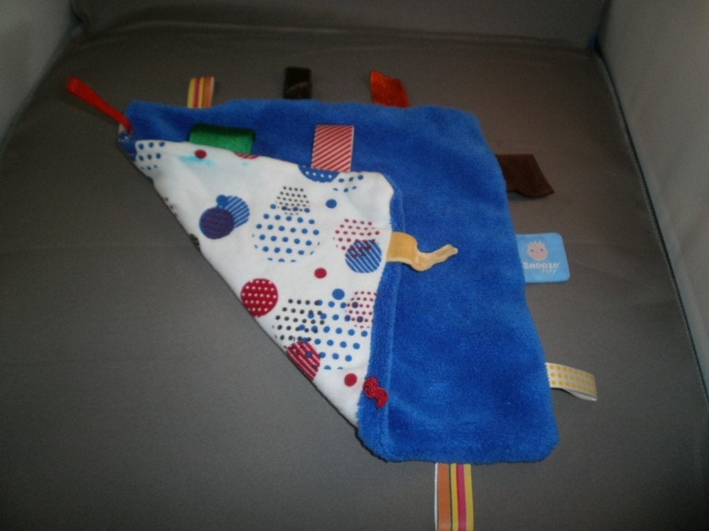 snoozebaby doek blauw/met ballen stippen labels rond Om, Blauw, Nieuw, Ophalen of Verzenden, Wasbaar
