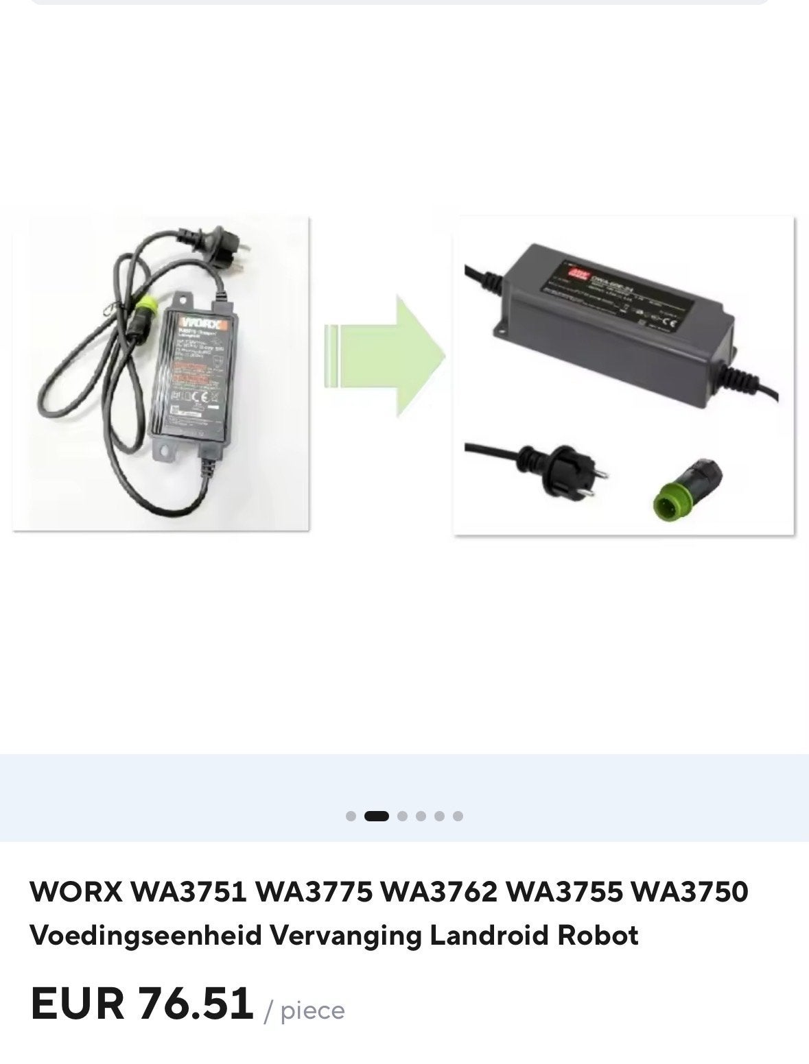 WORX WLandroid Robotmaaier Voedingseenheid, Tuin en Terras, Ophalen of Verzenden, Nieuw