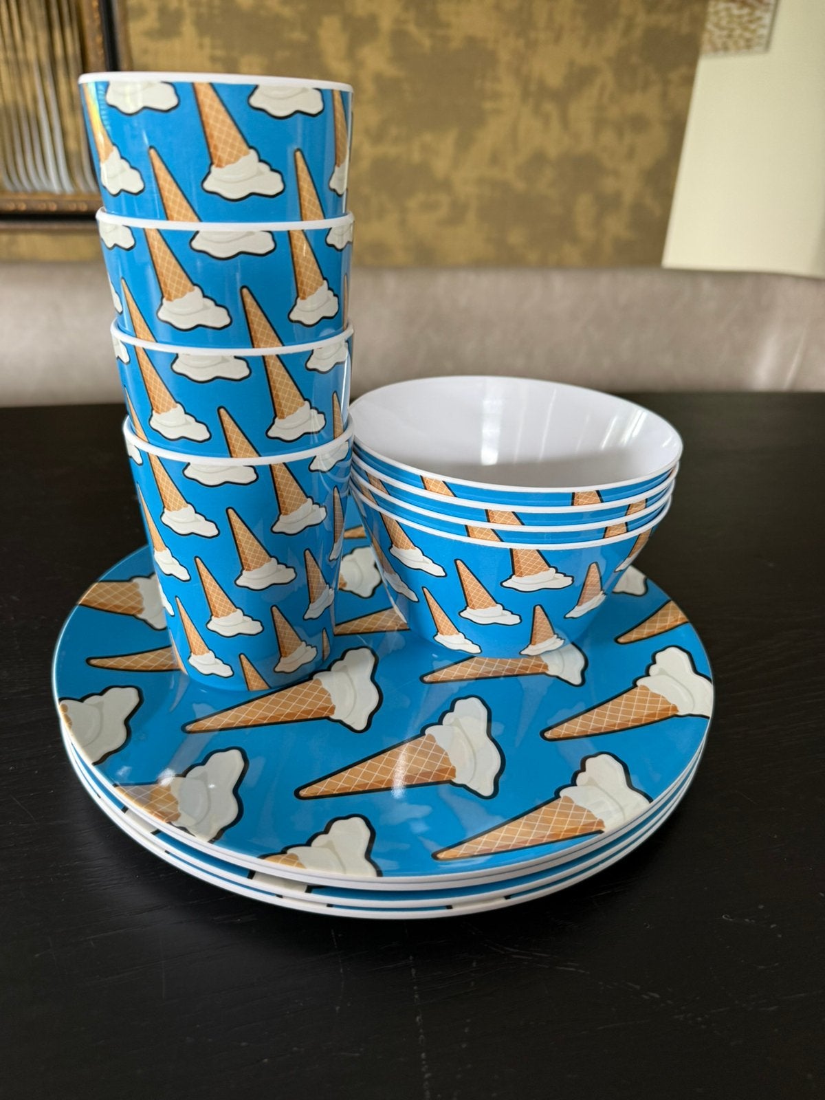 Melamine Campingservies met IJshoorntjes Design van de Hema, Overige materialen, Nieuw, Ophalen of Verzenden, Overige stijlen
