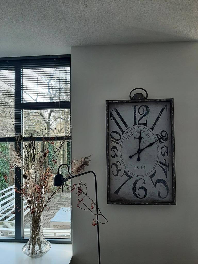 Grote metalen stationsklok - Landelijk/Industrieel, Huis en Inrichting, Woonaccessoires | Klokken, Ophalen