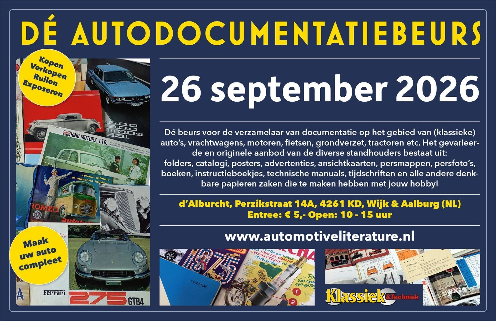 26 september '26 - dé Autodocumentatiebeurs