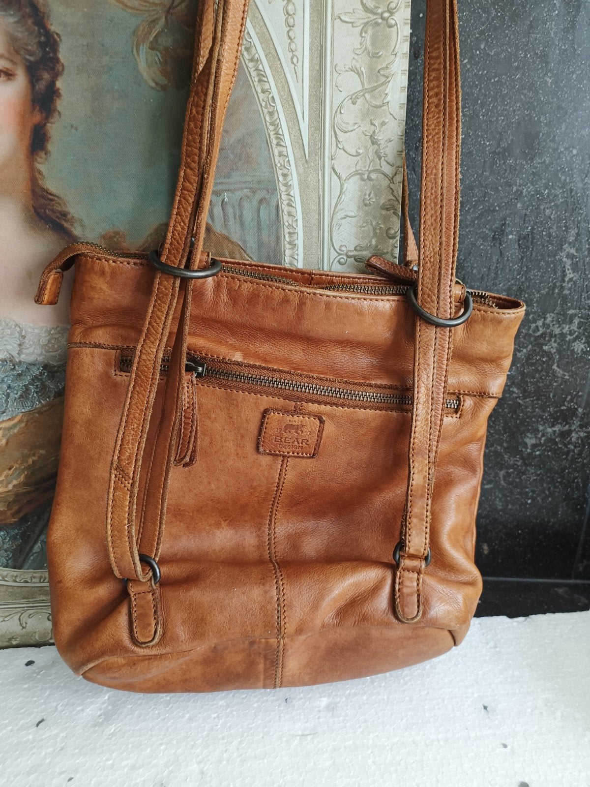 Bear Design Leren Schoudertas/Handtas - Bruin, Ophalen of Verzenden, Bruin, Handtas