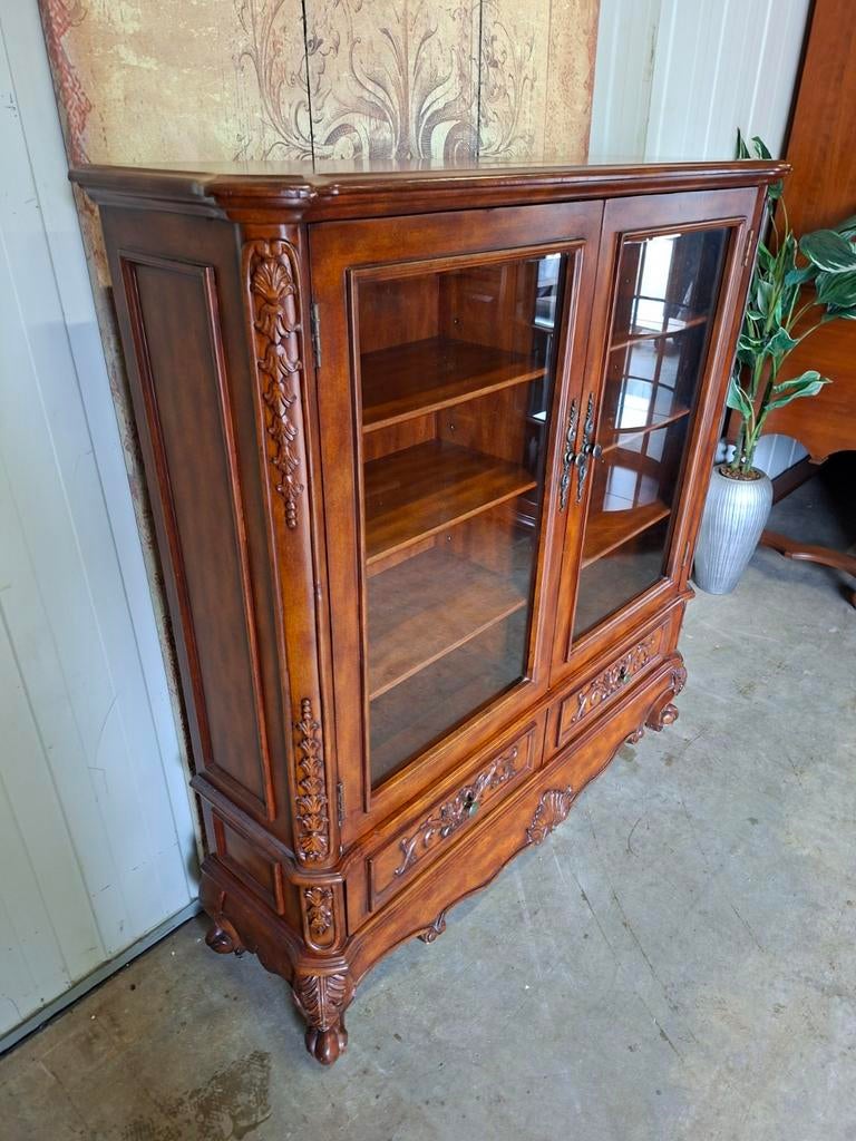 Klassieke vitrinekast, servieskast, boekenkast mahonie hout, Huis en Inrichting, Kasten | Vitrinekasten, Ophalen of Verzenden
