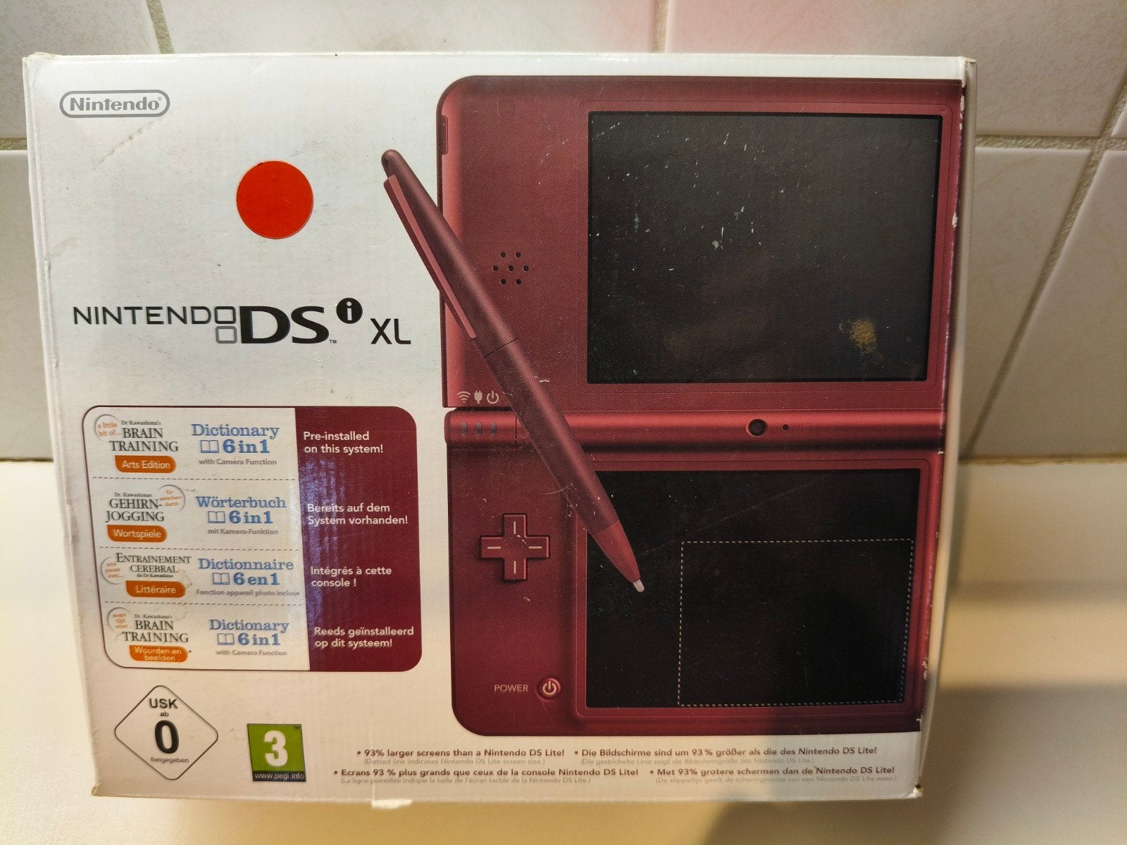 Nintendo DSi XL Wijnrood met games en accessoires, Dsi XL, Ophalen of Verzenden, Zo goed als nieuw, Met beschermhoes of tas