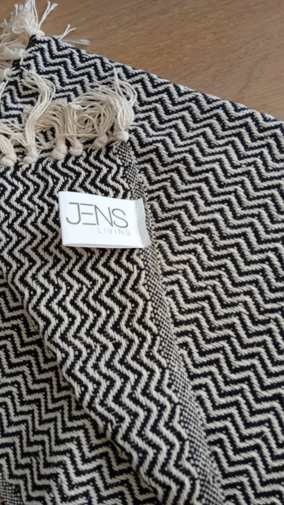 Plaid / deken Cotton Plaid Visgraat Zwart, Ophalen of Verzenden, Nieuw