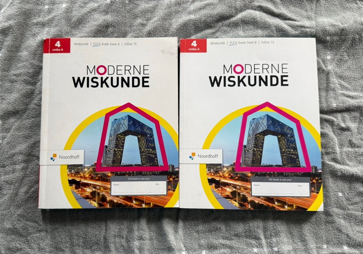 Moderne Wiskunde VMBO-4K Flex Boek Deel A en B Editite 13, Ophalen of Verzenden, Zo goed als nieuw
