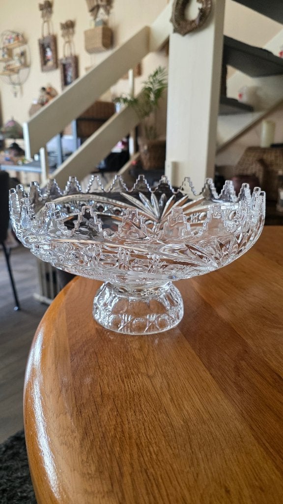 Vintage kristallen Fruit Schaal op Voet💎Ø28cm💎Als Nieuw, Ophalen, Schaal, Rond, Glas