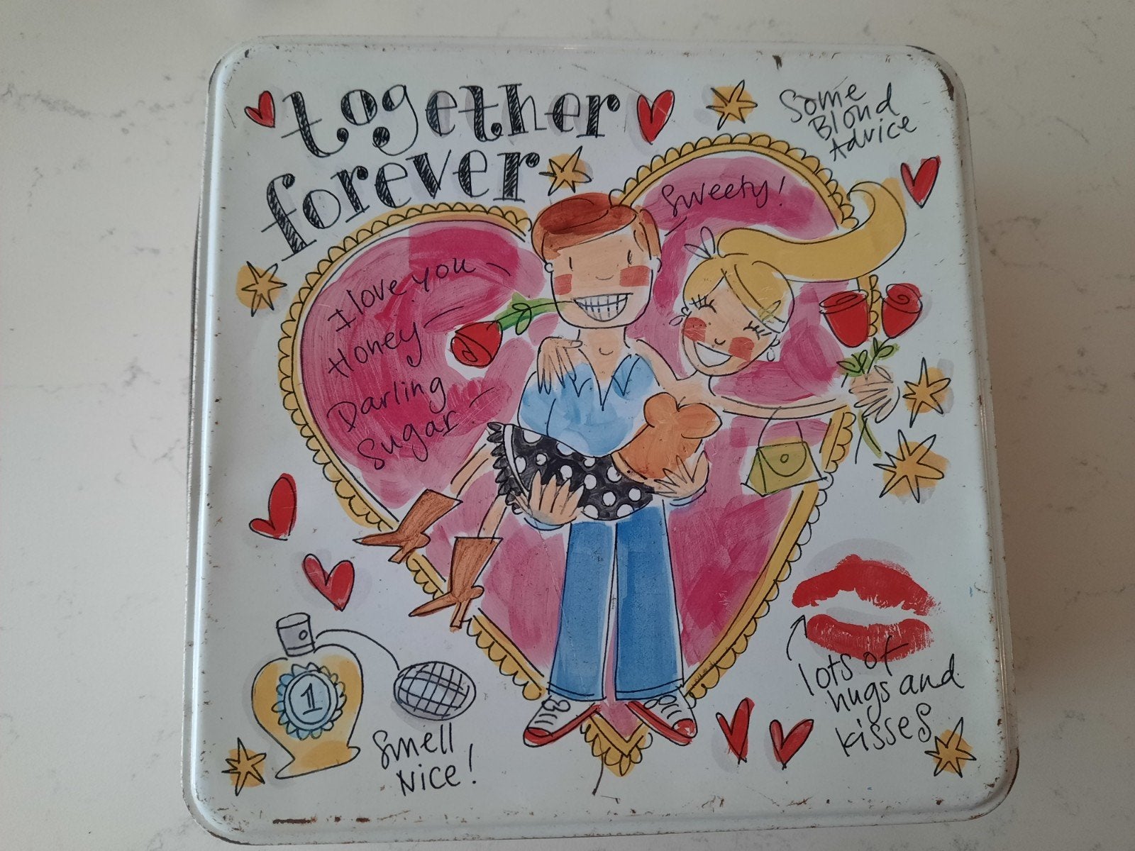 Blond Amsterdam: koek trommel bewaar blik together forever, Ophalen, Gebruikt, Overige typen, Overige stijlen
