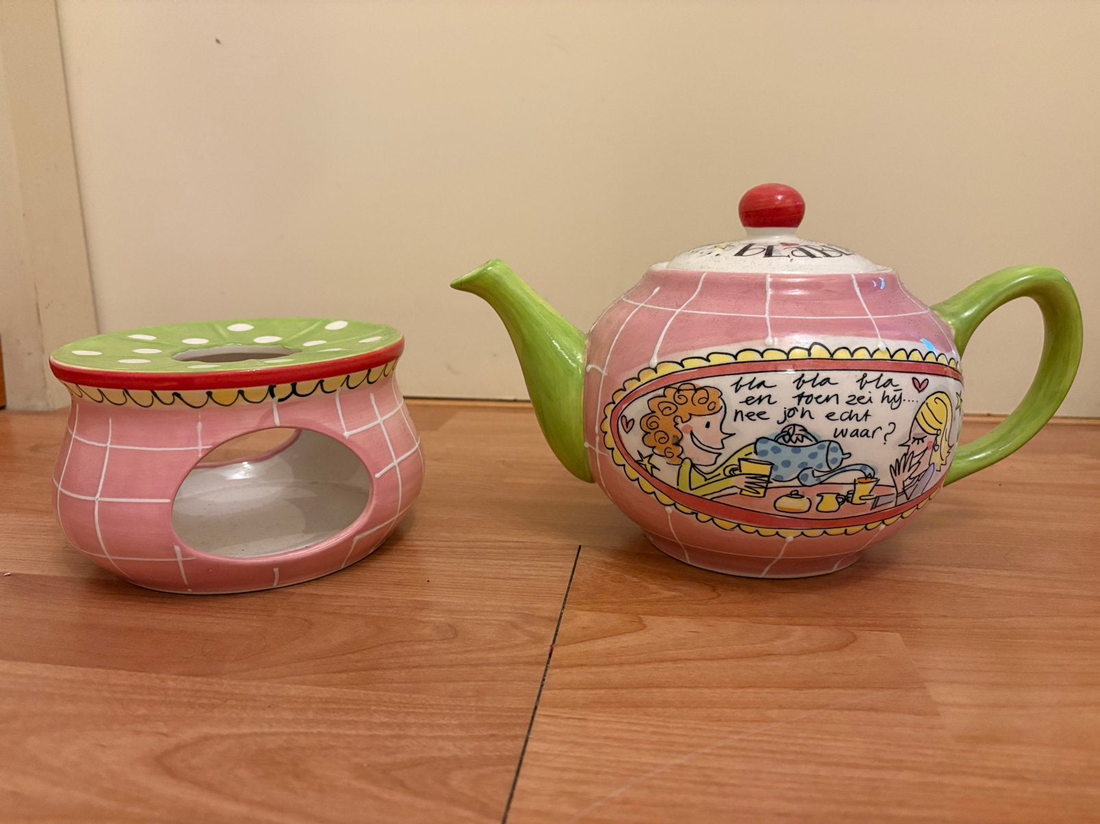 Blond Amsterdam Theepot met warmtehouder, Ophalen of Verzenden, Zo goed als nieuw, Aardewerk, Overige typen