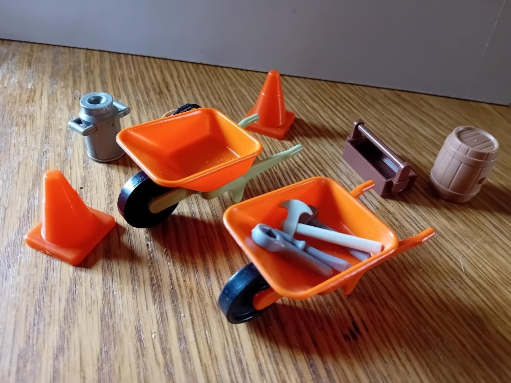 Playmobil poppetjes, kruiwagens en accessoires  1974, Ophalen of Verzenden, Gebruikt