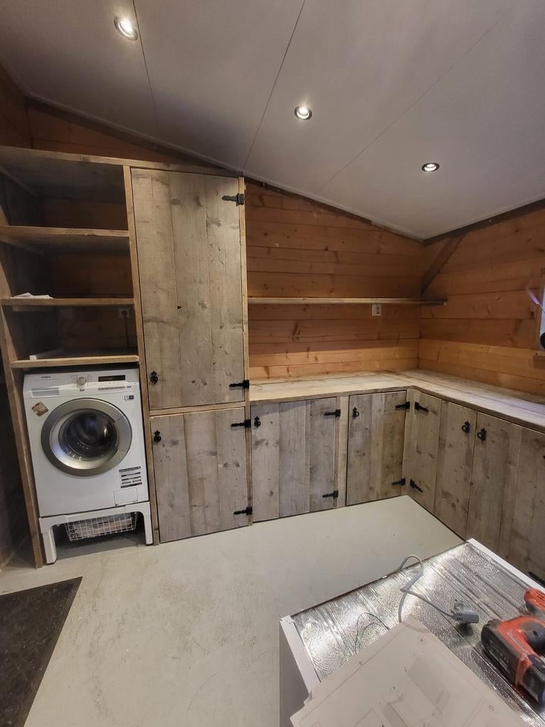 Bijkeuken steigerhout, Huis en Inrichting, Keuken | Keukenelementen, Ophalen