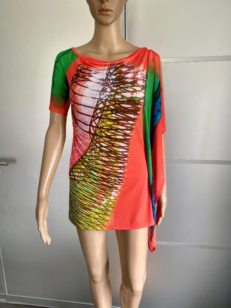 i484 Save the Queen maat M=38/40 top shirt blouse blauw/groe, Maat 38/40 (M), Blauw, Zo goed als nieuw, Korte mouw