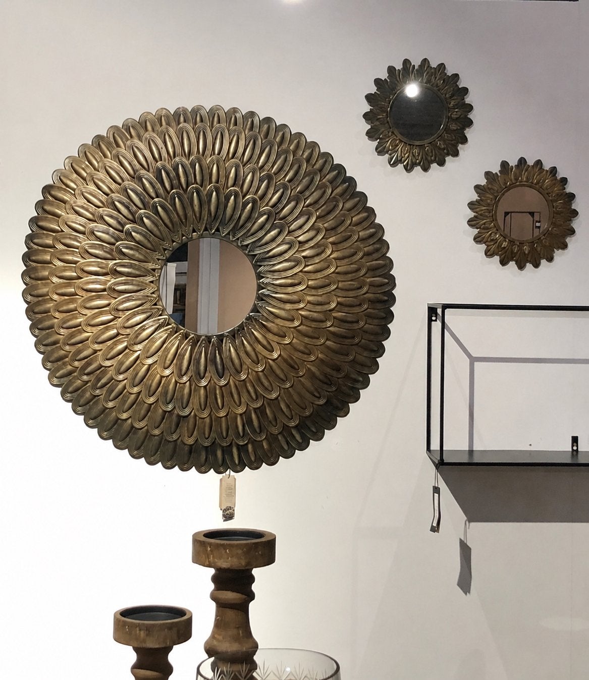 BePureHome Husk Spiegelset – Antique Brass, Ophalen, Rond, Zo goed als nieuw, 75 tot 100 cm