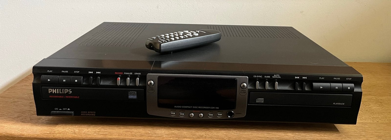Philips CDR 765 CD-recorder met afstandsbediening, Audio, Tv en Foto, Cd-spelers, Ophalen of Verzenden, Zo goed als nieuw, Philips