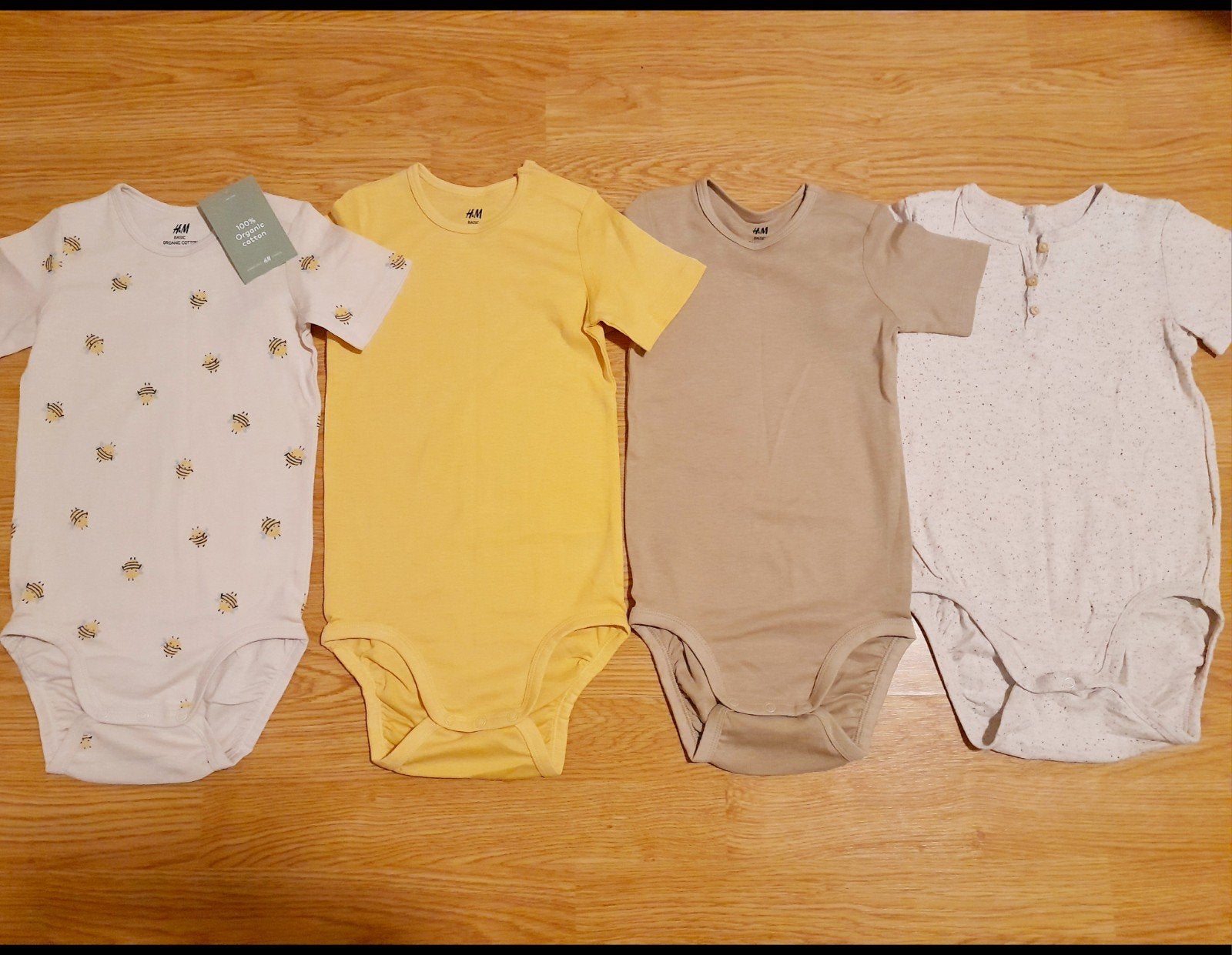 4 rompers organisch katoen GROTE MAAT 104 (meer 110) NIEUW, Nacht- of Onderkleding, Jongetje of Meisje, H&M, Nieuw