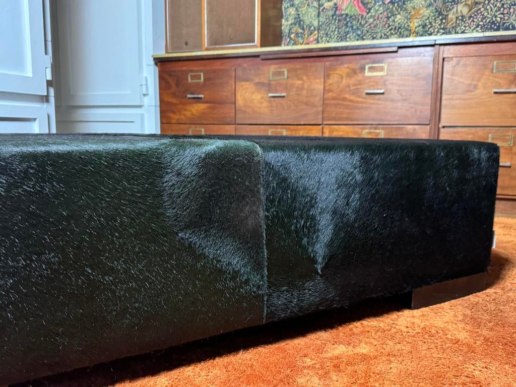 XL design zitelement | hocker CASAMILANO ITALIA zwarte vacht, |, B&b italia minotti flexform maxalto cappellini cassina edra, Vierkant