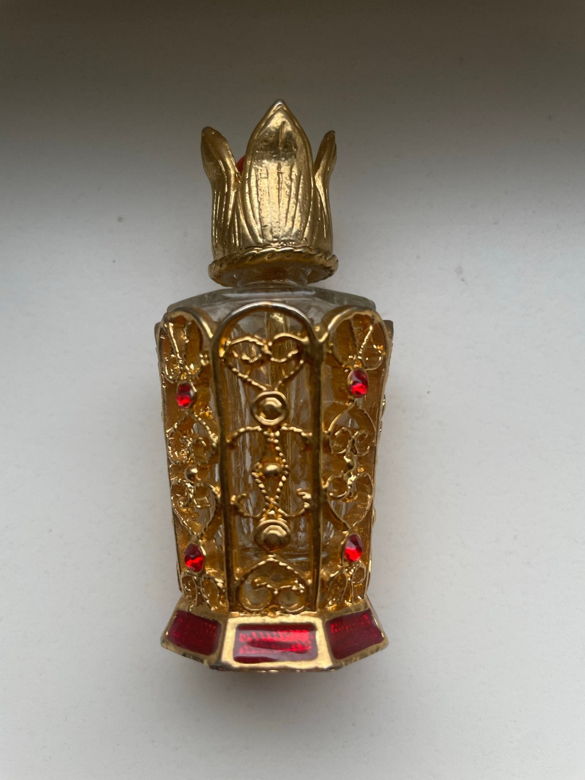 Vintage Oosterse Parfumfles met Gouden Decoratie, Ophalen of Verzenden