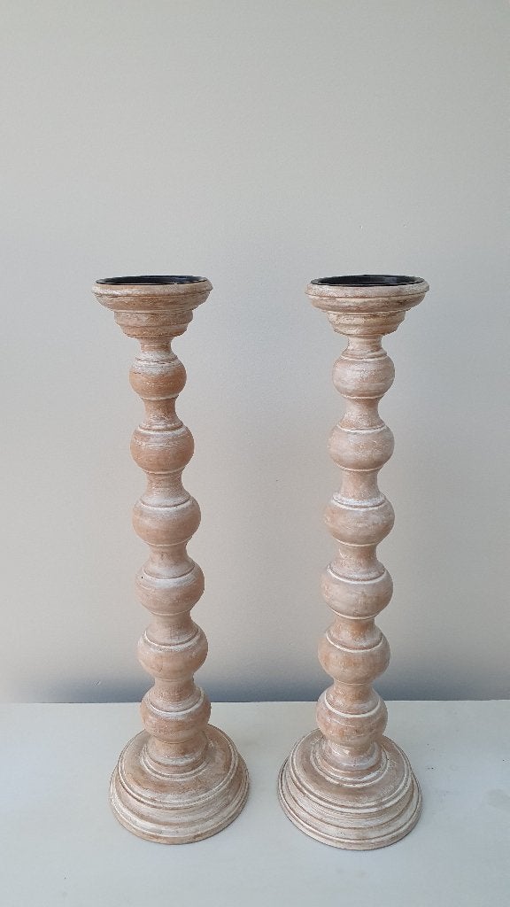 Kandelaars massief hout 2 stuks, 53 cm, Meerkleurig, Overige merken, Nieuw
