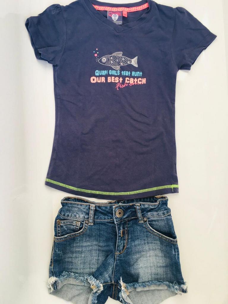 Quapi mooi blauw shirtje maat 128, Verzenden, Zo goed als nieuw, Meisje, Shirt of Longsleeve
