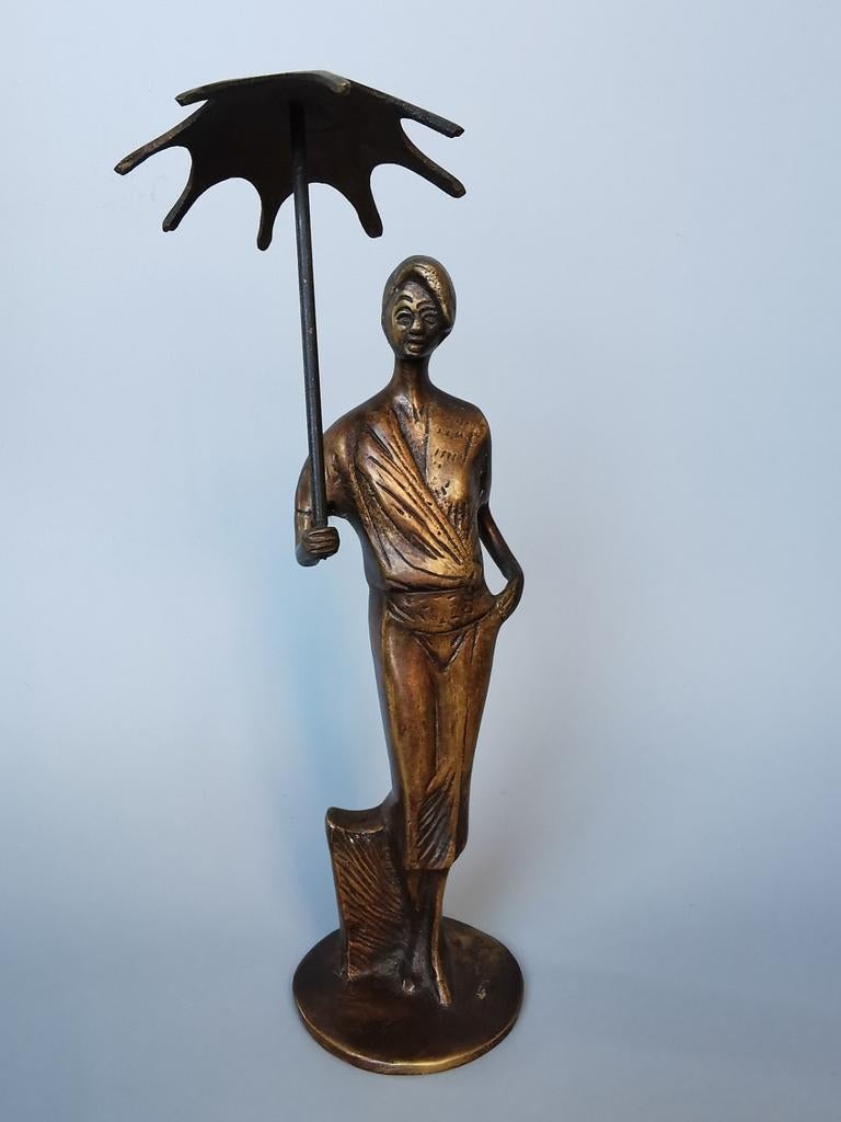 Vintage Mid Century beeld dame paraplu Hollywood Regency, Verzenden