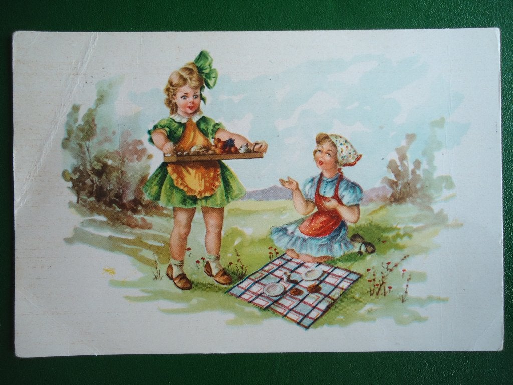 (793) Kinderkaart: Buiten picknicken, Verzenden, 1940 tot 1960, Gelopen, Kinderen