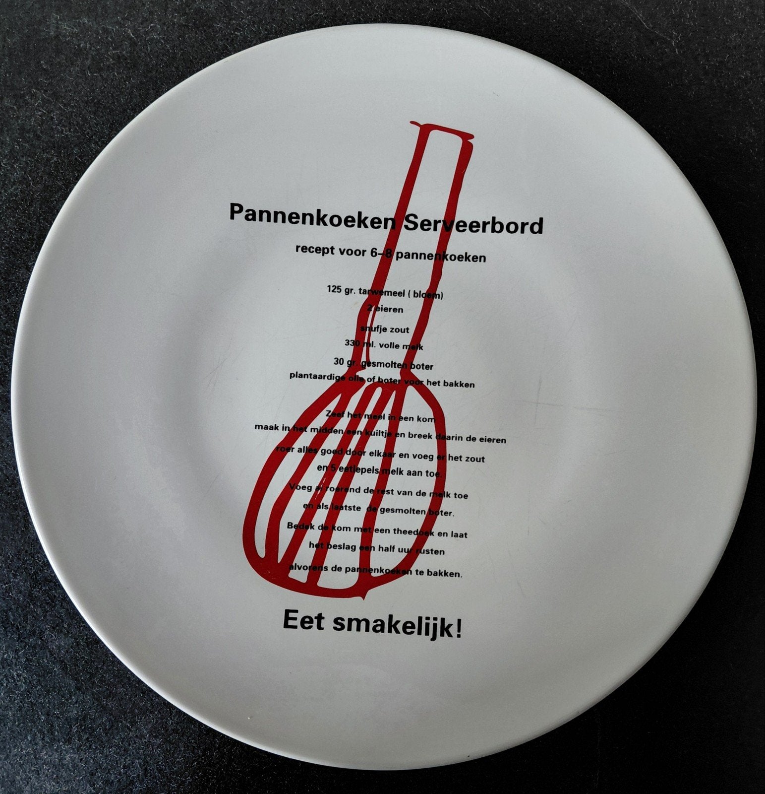 Pannenkoeken Serveerbord met Recept, Keramiek, Ophalen of Verzenden, Zo goed als nieuw, Bord(en)