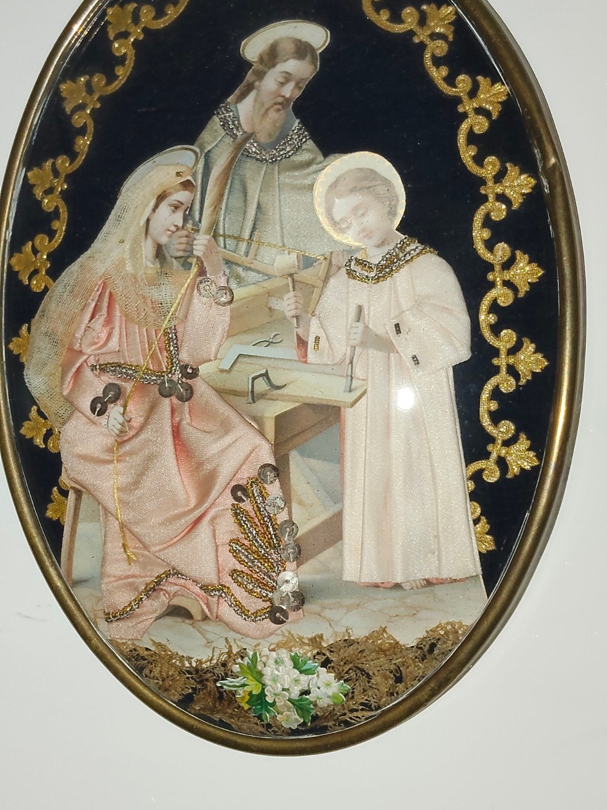 Antiek religieus ovaal reliquarium, Antiek en Kunst, Ophalen of Verzenden