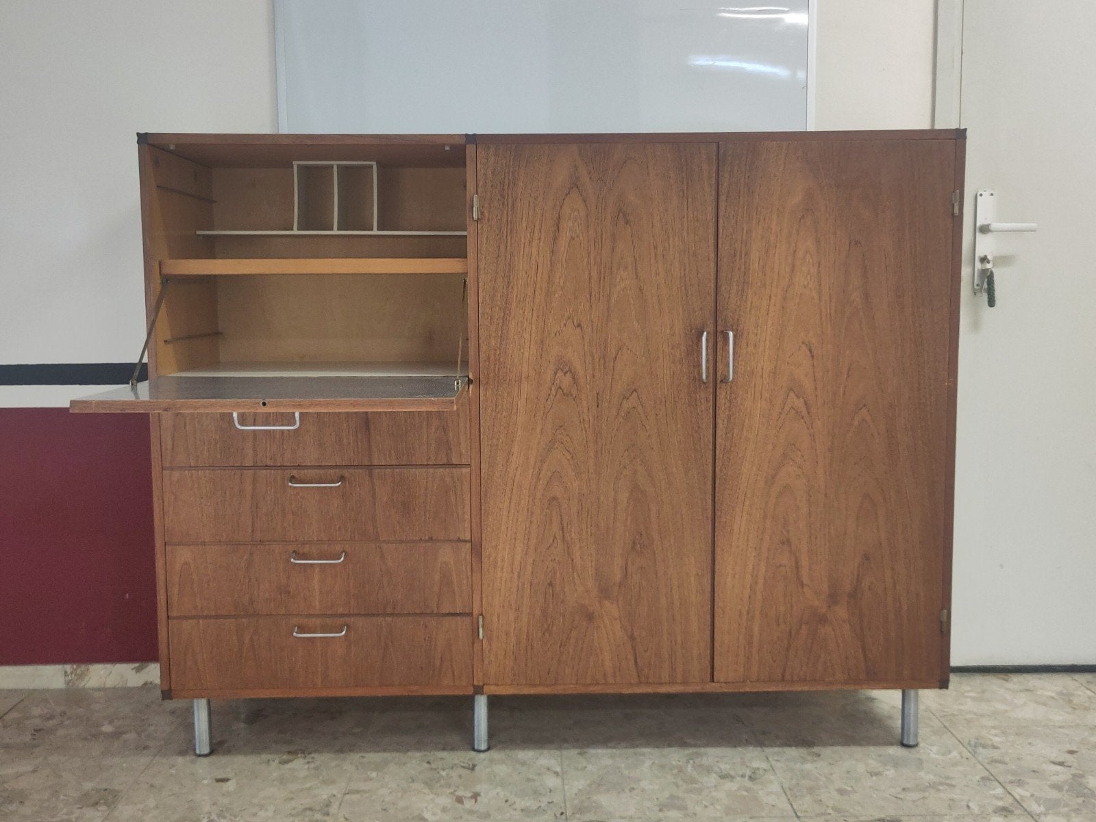 Vintage Pastoe kast CT71 Made to Measure wandkast hout teak, Ophalen, Gebruikt, 100 tot 150 cm, Mid century modern dutch design