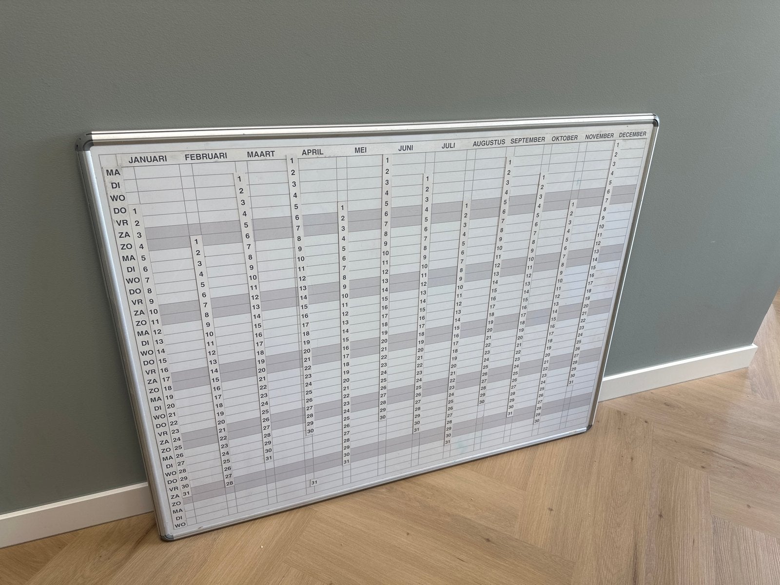 Jaar planbord, Ophalen, Jaarkalender, Gebruikt