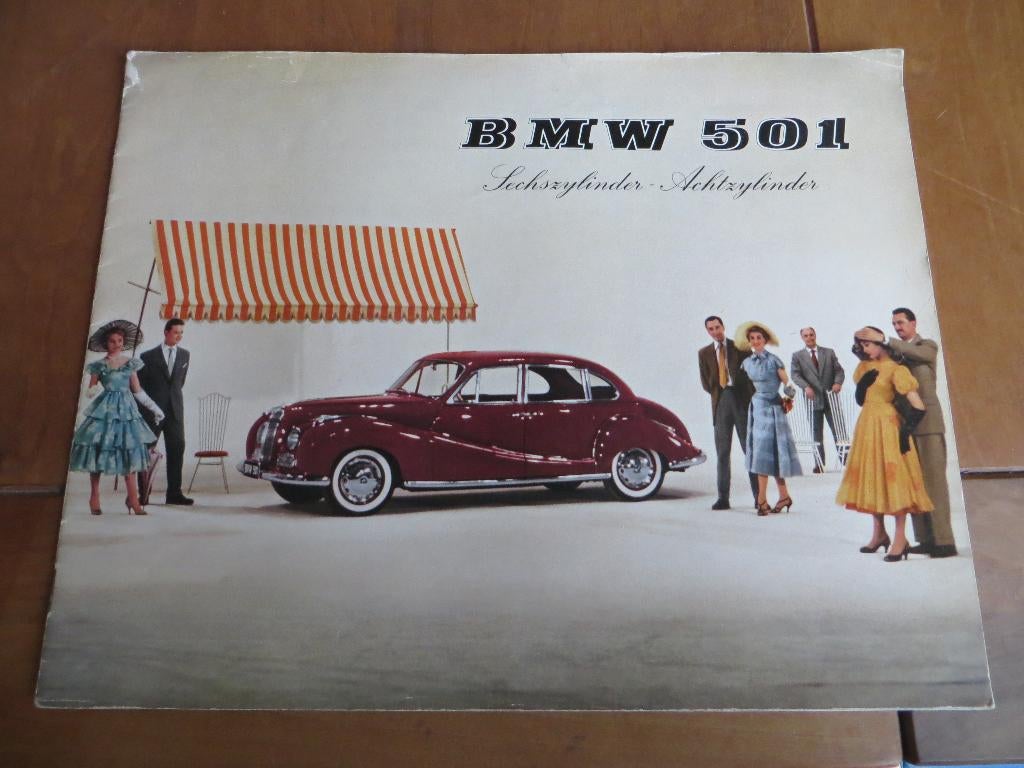 Zeldzame folder BMW 501 zescilinder en BMW 501 V8 1955, Ophalen of Verzenden, Zo goed als nieuw, BMW, BMW