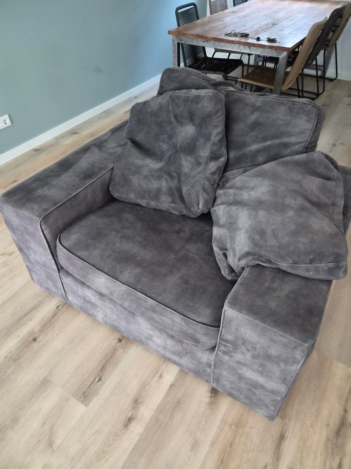 Groene Loveseat (1,5 zits) met kussens, Ophalen, Tweepersoons, 75 tot 100 cm, Minder dan 150 cm