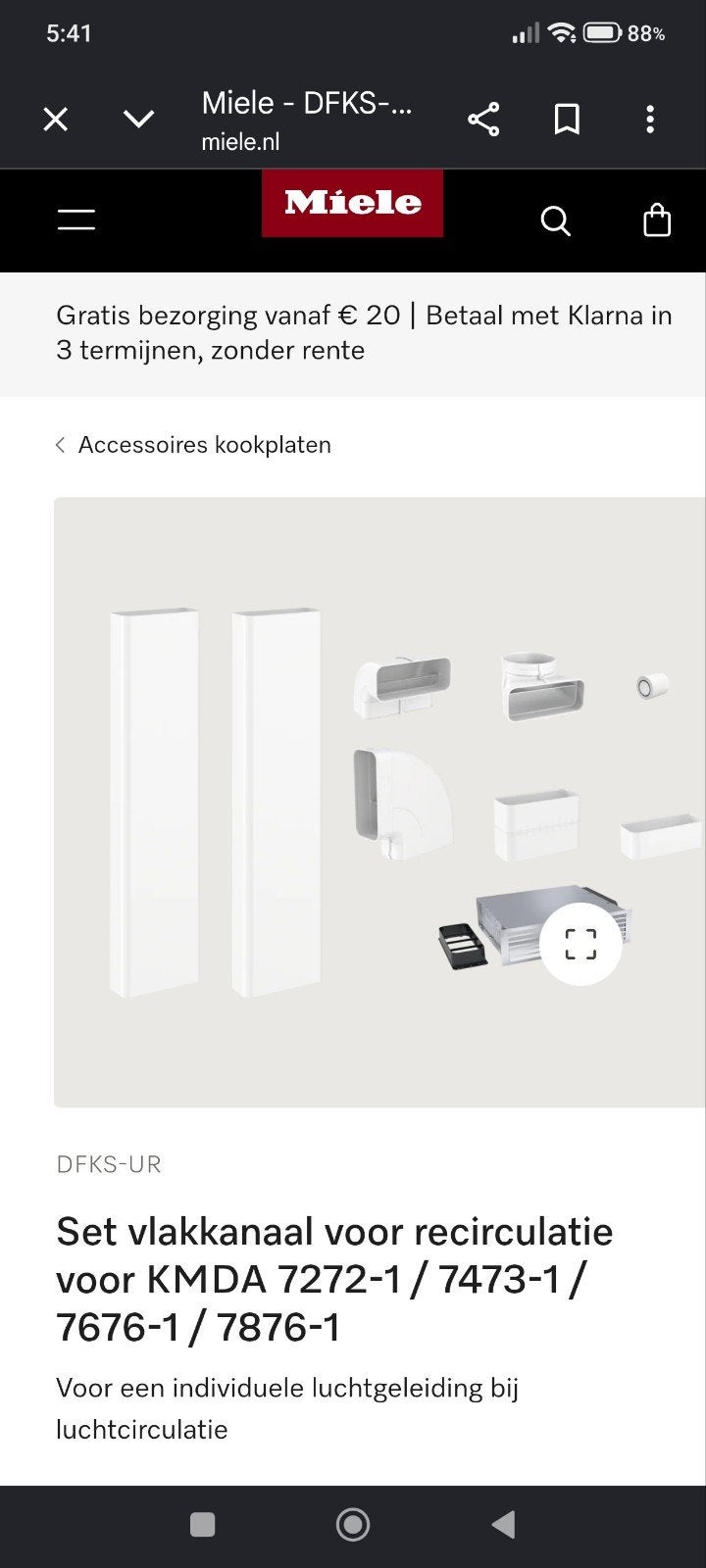 Miele DFKS-UR Vlakkanaalset voor Recirculatie, Ophalen of Verzenden, Nieuw
