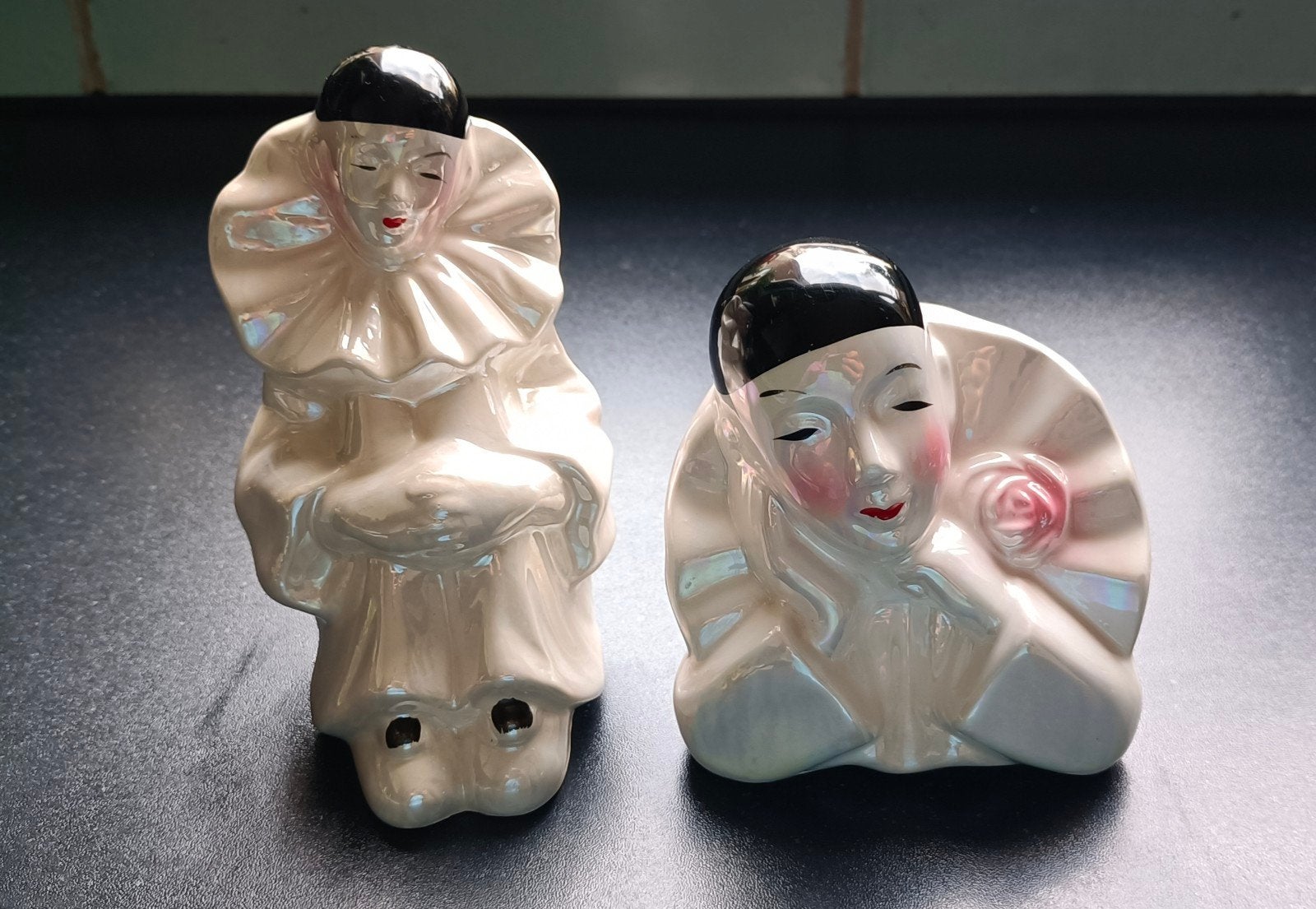 Vintage Pierrot Beeldjes - Parelmoer Glans, Ophalen of Verzenden