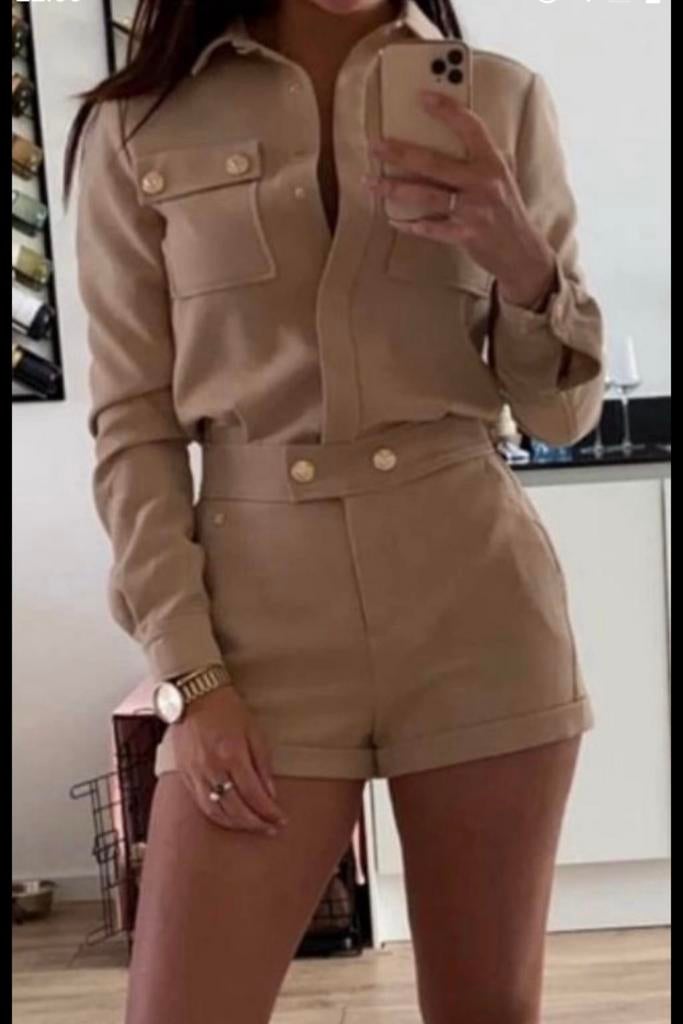Beige JoshV, Josh V playsuit, broekpakje in maat S., Kleding | Dames, Jumpsuits, Ophalen of Verzenden, Nieuw, Maat 36 (S), Beige