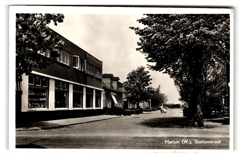 Marum, Stationstraat, Verzenden, 1940 tot 1960, Gelopen, Groningen