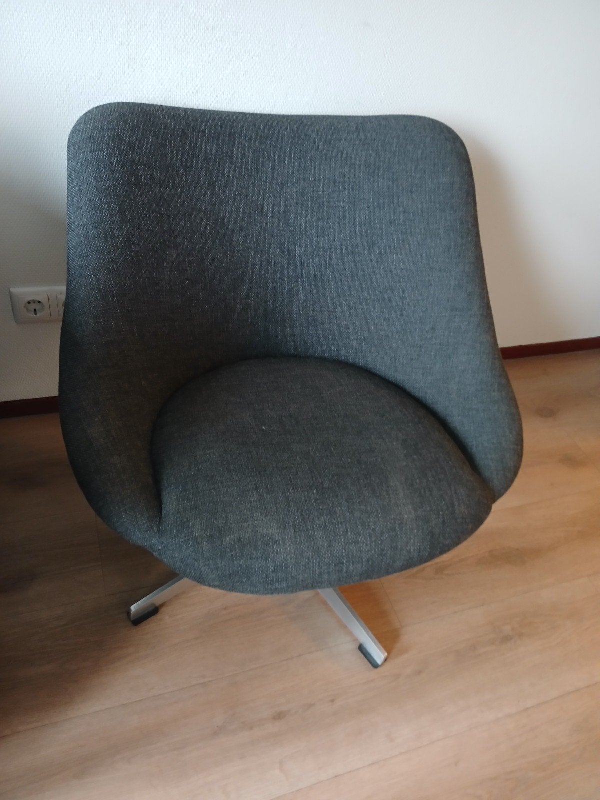 Moderne Draaistoel - Grijs Stof met Metalen Onderstel, Huis en Inrichting, Ophalen, Zo goed als nieuw, Metaal, Eén